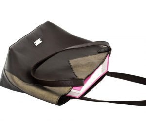 Shopping Bag Leder braun Metallic - Unikat handgefertigt von ninok, made in Germany