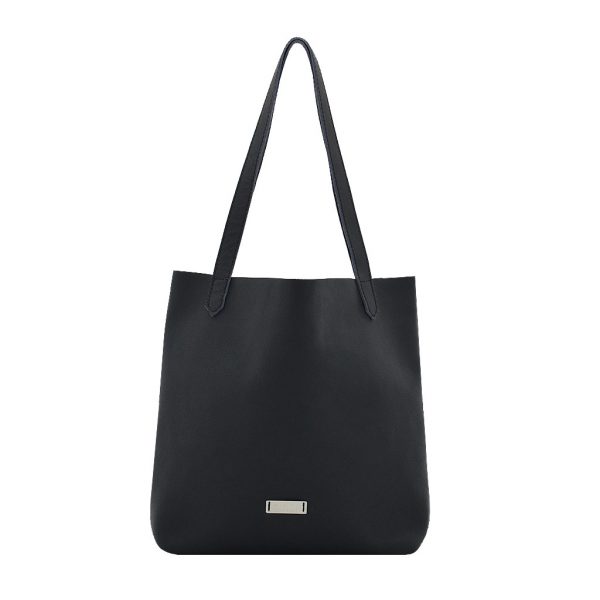 Shopping Bag Große Ledertasche mit Henkel in schwarz handmade in Germany