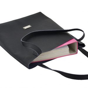 Shopping Bag schwarz XL groß Ledershopper mit Henkel handmade