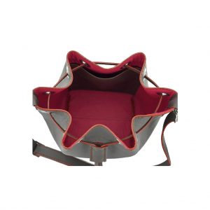 Kleine Tasche grau pink aus Leder. beuteltasche.