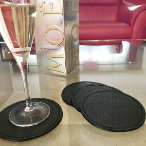 Untersetzer aus Leder 4er Set rung dunkelgrün