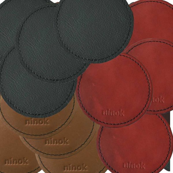 Untersetzer 4 Stück aus leder handmade rund gruen roit cognac braun