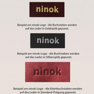 Leder Punzen Möglichkeiten in gold, silber und Standard, individuelle Prägungen möglich, Namen, Hashtags, Zahlen, Initialen prägen.