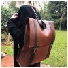Lederrucksack braun gruen groß handgefertigt. leatherbackpack