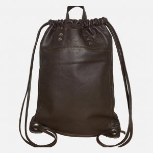 Leder Rucksack braun für Herren und Damen mit Lederriemen, handgefertigt. Lederbeutel mit Zug und Fächer. Minimalistischer Rucksack aus Leder. Unisex Rucksack unikat.