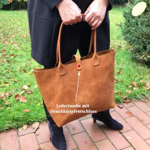 Ledertasche cognac braun mit Henkel, 5 Innenfächer, Schlüsselanhänger. Damen Henkeltasche perfekt für alles, große Schultertasche mit Crossover-Gurt und Verschluss. Handgenäht in Deutschland. Individuelle Taschen.