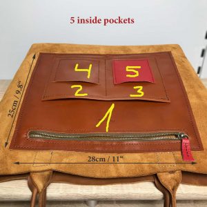 Ledertasche cognac braun mit Henkel, 5 Innenfächer, Schlüsselanhänger. Henkeltasche Damen, große Schultertasche aus pflanzlich gegerbtem Leder mit Pull-Up Effekt. Handgenäht in Deutschland.