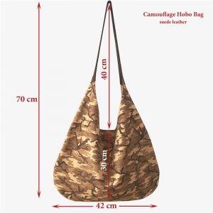 Camouflage Ledertasche Hobo Bag braun beige sand. Wildleder Tasche mit Henkel. Geschenkidee Schultertasche für Damen.