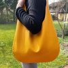 Ledertasche gelb Shopper Hobo Bag Schultertasche für Damen Sommertasche mit Henkel