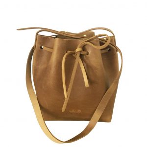 Ledertasche braun curry Bucket Bag Crossbody bag und Schultertasche. Leichte Damentasche handgefertigt.