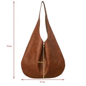 Damentasche in cognac braun vintage mit Aufhellungen. Schultertasche Hobo Bag. Geschenk für Frau.