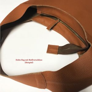 Hobo Bag cognac braun matt genarbtes Leder. Damen Schultertasche mit Henkel und Reißverschluss. Verschluss nach Wahl möglich.Handgefertigte Ledertasche für jeden Tag.