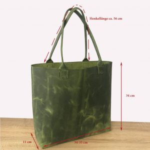 Ledertasche grün grosser Shopper, Tasche für jeden Tag, Henkeltasche Vintage grün. Schultertasche mit Innenfach mit Reißverschluss. Handgeferigte Geschenke für Damen und Herren nach Wunsch.