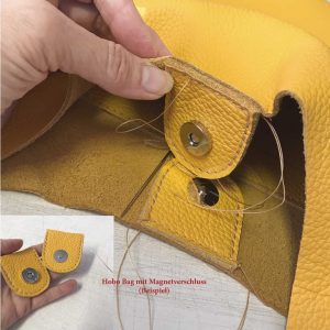 Ledertasche Shopper Hobo Bag gelb mit Magnetverschluss. Große Damen Schultertasche minimalistisch, handgemacht.