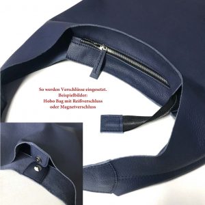 Lederrtasche blau groß. Damentasche handgefertigt mit Verschluss nach Wunsch. Große Hobo bag.