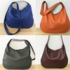 Mittelgroße Tasche Leder Hobo bag in blau, grau, bordeaux, orange mit Henkel für Schulter oder crossbody