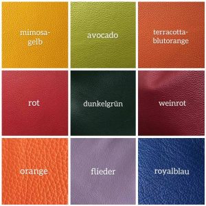 Mittelgroße Ledertasche Hobo Bag in Wunschfarbe sonnengelb, avocadogrün, blutorange, rot, dunkelgrün, weinrot, orange, flieder lila, royalblau. Maße: 42 cm breit, 31cm hoch vom Boden bis Oberkante. Mit Schulterhenkel oder crossbody. Mit Reißverschluss und mit Innenfach. Handgefertigt in Deutschland. Robustes Rindsleder.