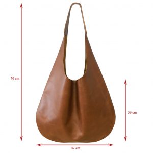 Hobo Bag Ledertasche erdnuss braun, mittelbraun mit einem Henkel. Große Tasche für Damen.