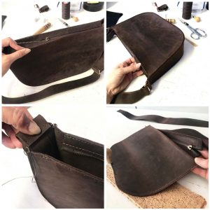 Braune Ledertasche crossbody und Schultertasche, verstellbarer Riemen. Handgefertigte Umhängetasche aus robustem, dicken Leder.