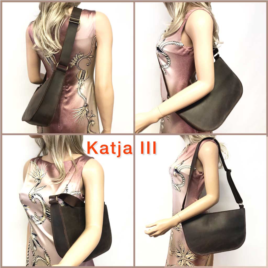 Individuelle braune Ledertasche Katja 3 mit längenverstellbarem Lederriemen im minimalistischen Design. Schulter und Umhängetasche. Handgefertigte Tasche auf Wunsch. Dunkelbraun, mittelgroß und robust. Tasche für jeden Tag.