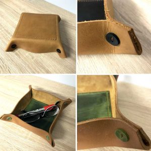 Lederschale Lederdose für Krimskrams, Schlüssel, Schmuck. Handgefertigte Lederkörbchen Ablage, Ledertray als Tischdeko. Mit oder ohne Personalisierung. Geschenkidee zum Geburtstag, Jubiläum, Hochzeit, Vater und Muttertag. In cognac, braun, schwarz, grau, beige, grün.