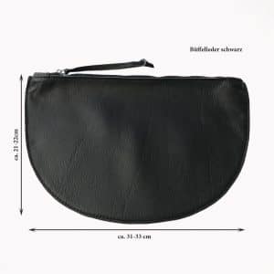 Lederclutch schwarz, große halbkreisförmige Clutch, Kosmetiktasche, Geldbörse aus Büffelleder, ca. 21x31cm, mit Reißverschluss und Band. Ideal als herausnehmbares Innenfach für große Taschen. Passende Hobo Bags und Shopper gibts in unserem Shop.