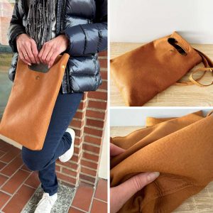 Handtasche Leder Tote Bag crossbody und mit Ausschnittgriff. Ledertasche für Damen in cognacbraun aus weichem, soften, dicken Rindleder. Crossbody mit abnehmbarem Riemen. Umhängetasche mit Innenfach und Druckknopfverschluss. Handgefertigte Tasche, in 2 Größen verfügbar.