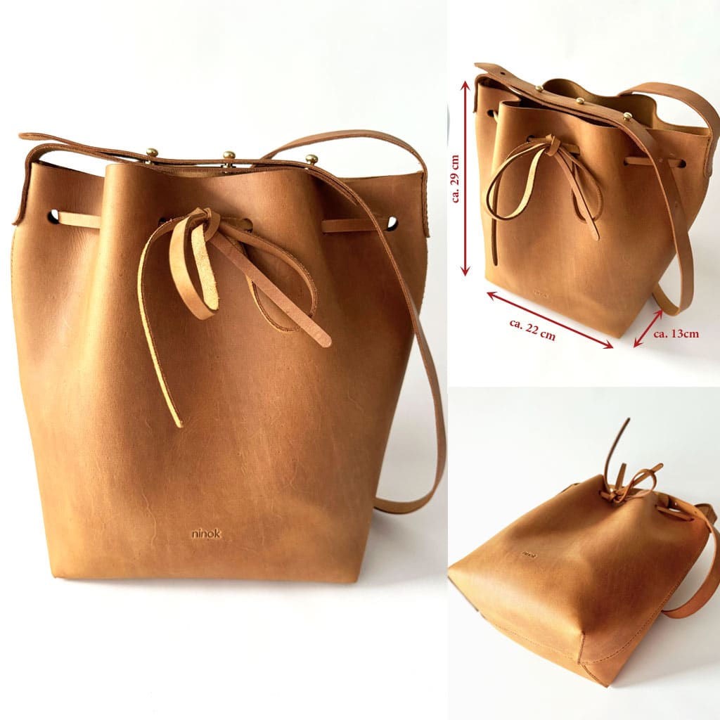Bucket bag Leder Beuteltasche cognac braun große Beuteltasche mit Zug 29x22x13cm. Beliebte Damentasche für jeden Tag, robust, minimalistisch und schick. Praktische Größe und verstellbarer Schulterriemen. Handgenähte cognacfarbene Umhängetasche. Optional mit einem Schlüsselband. Auf Wunsch personalisieren wir diese Tasche mit Initialen oder Namen.