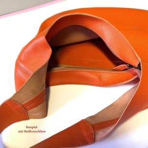 Hobo Bag orange Ledertasche groß mit Henkel. Mit Innenfach und Reißverschluss. Handgefertigte Ledertasche.