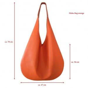 Hobo Bag orange Ledertasche groß mit Henkel. Mit Innenfach. Verschluss nach Wahl: ohne Verschluss, mit Magnet, Druckknopf oder Reißverschluss. Handgefertigte Ledertasche.