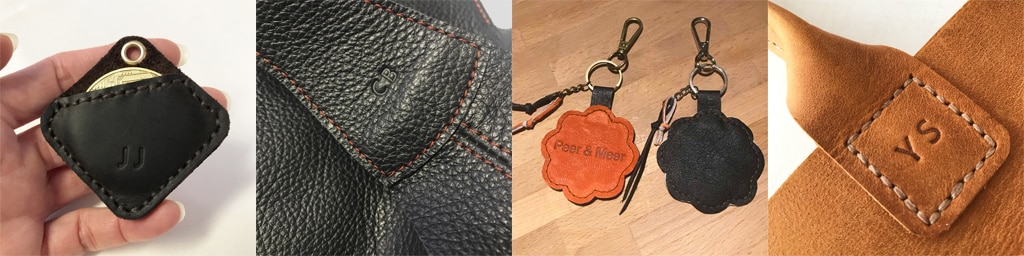 personalisierte geschenke ledertaschen, gepraegt mit initialen. leder accessoires. Deko Artikel aus Leder.