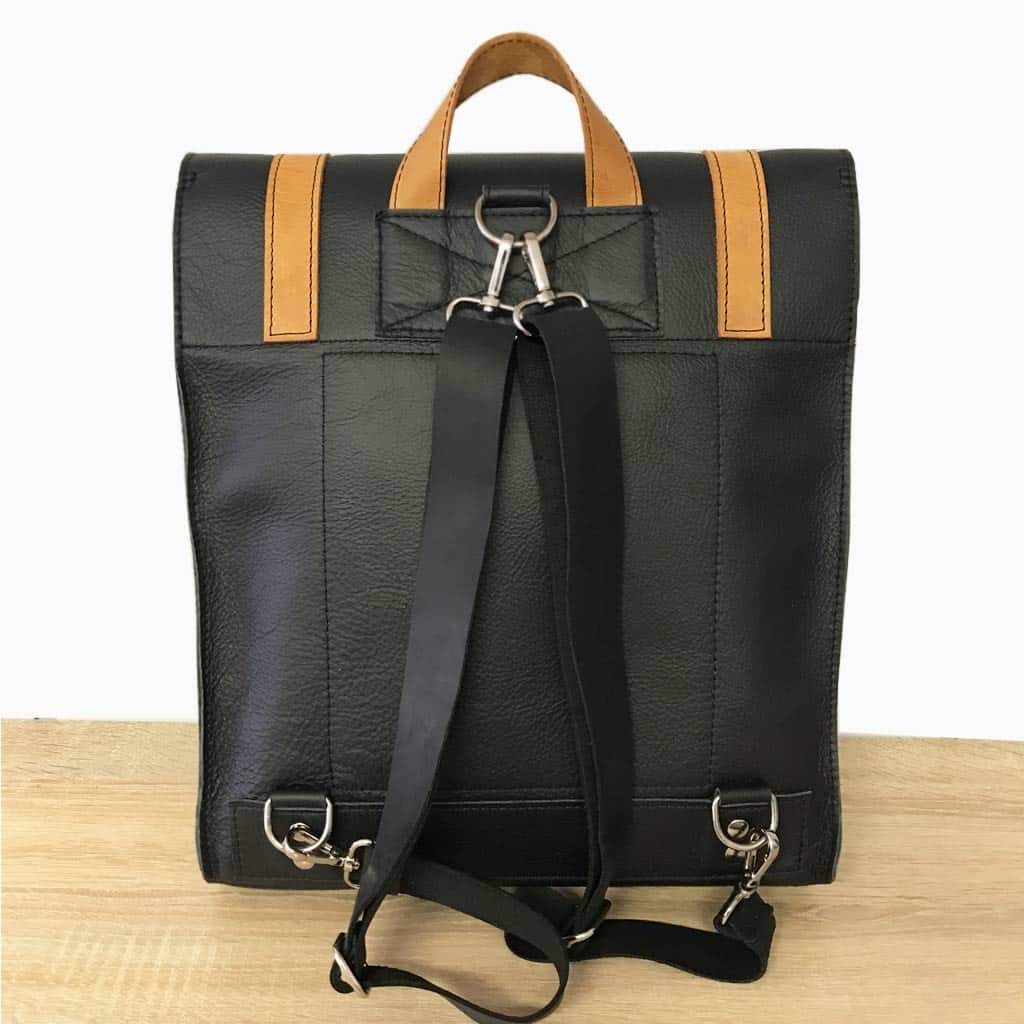 Lederrucksack schwarz für Damen und Herren, groß, praktisch im Alltag, Business, Reisen, Uni. Hangefertigter Rucksack aus robustem Büffel Echtleder.