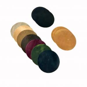 Lederuntersetzer Set 4 Stück Glasuntersetzer rund, schlicht. Aus robustem Echtleder, ca. 2,0-2,4 mm dick. Farben: grau, braun, beige, cognac, grün, lila-magenta, dunkelblau, schwarz, currybraun, alle in vintage optik. Mit oder ohne Personalisierung.